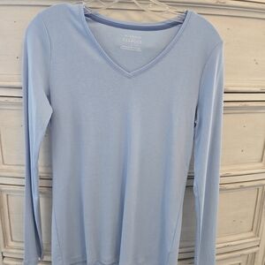 Talbots Soft Blue Long Sleeve V-Neck Tee